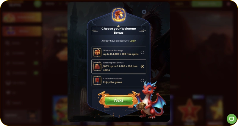 Εγγραφή στο Dragon Slots Casino